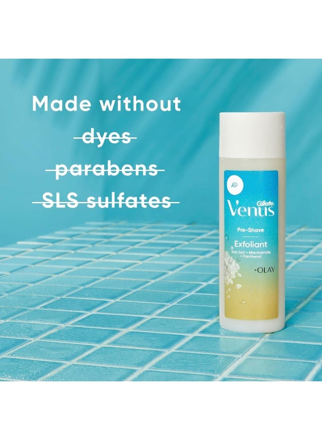 مقشر جيليت فينوس النسائي، مقشر ما قبل الحلاقة بملح البحر + نياسيناميد + بانثينول، + أولاي مع مُنعم للبشرة 200 مل - Image 5